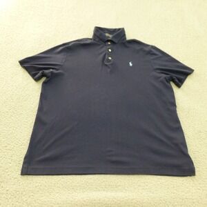 Polo Ralph Lauren Shirt Mens Large Classic Fit Navy Blue Short Sleeve Pony Logo